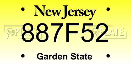 887F52 New Jersey License Plate