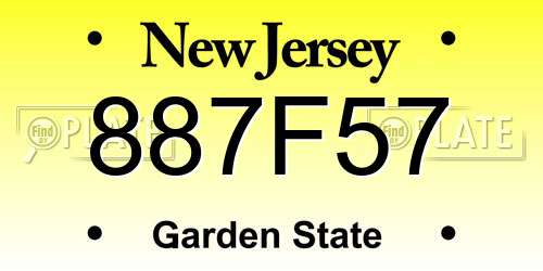 887F57 New Jersey License Plate