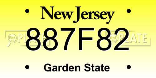 887F82 New Jersey License Plate