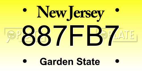 887FB7 New Jersey License Plate