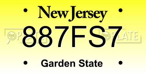 887FS7 New Jersey License Plate