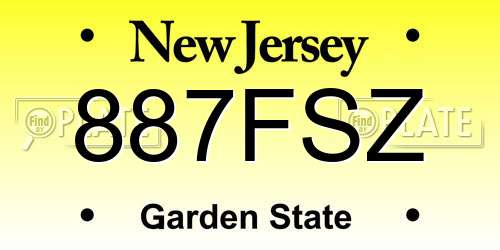 887FSZ New Jersey License Plate