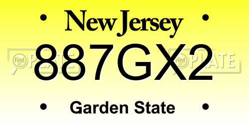 887GX2 New Jersey License Plate