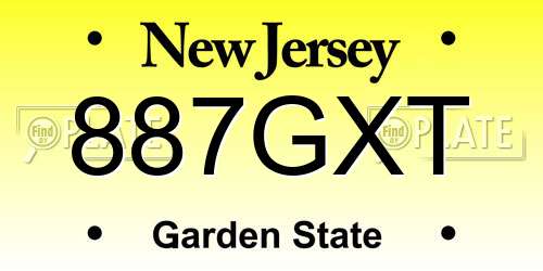 887GXT New Jersey License Plate