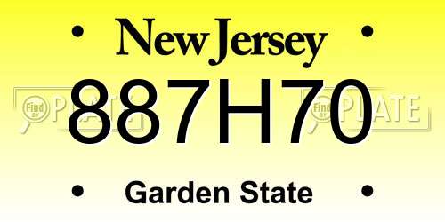 887H70 New Jersey License Plate