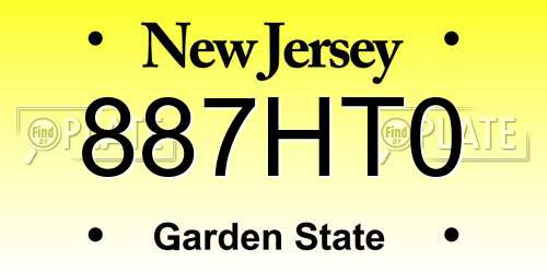 887HT0 New Jersey License Plate