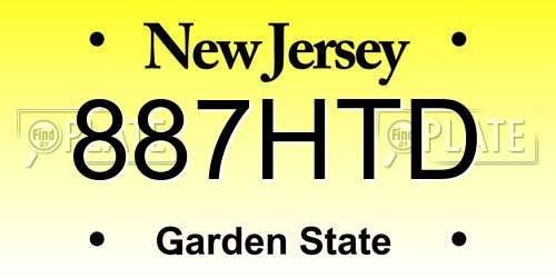 887HTD New Jersey License Plate