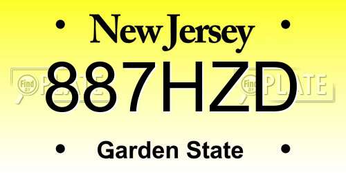 887HZD New Jersey License Plate