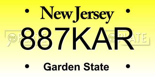 887KAR New Jersey License Plate