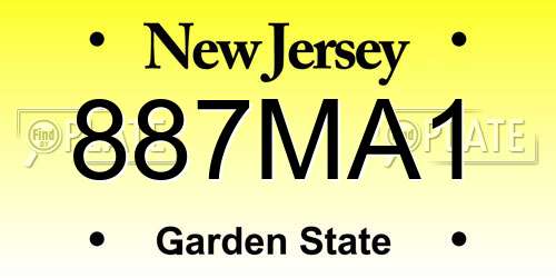 887MA1 New Jersey License Plate