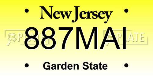 887MAI New Jersey License Plate