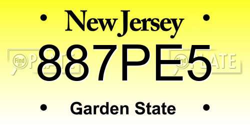 887PE5 New Jersey License Plate