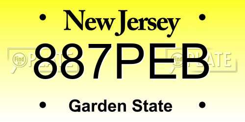 887PEB New Jersey License Plate
