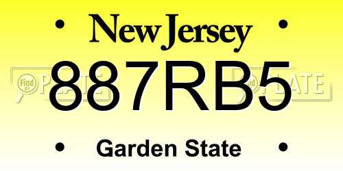887RB5 New Jersey License Plate
