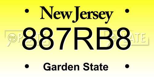 887RB8 New Jersey License Plate