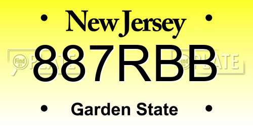 887RBB New Jersey License Plate