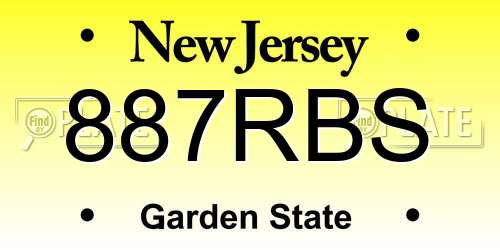 887RBS New Jersey License Plate