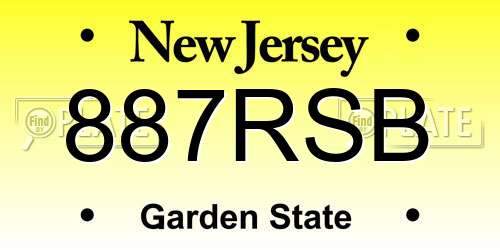 887RSB New Jersey License Plate