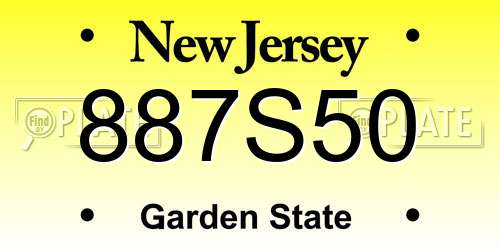 887S50 New Jersey License Plate