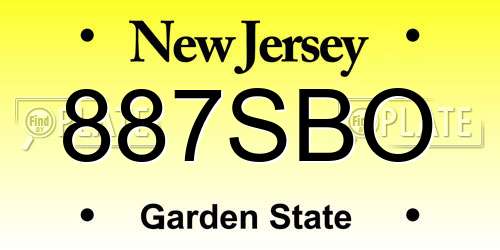 887SBO New Jersey License Plate