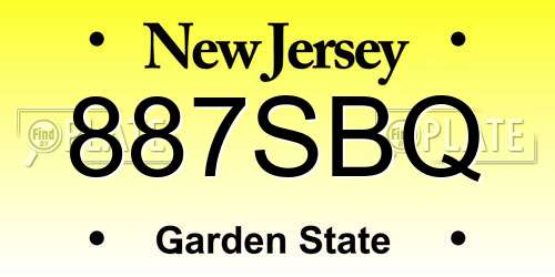 887SBQ New Jersey License Plate