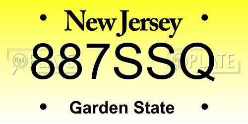887SSQ New Jersey License Plate