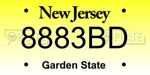8883BD New Jersey License Plate