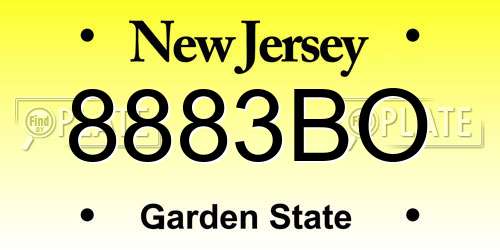 8883BO New Jersey License Plate