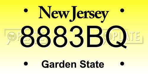 8883BQ New Jersey License Plate