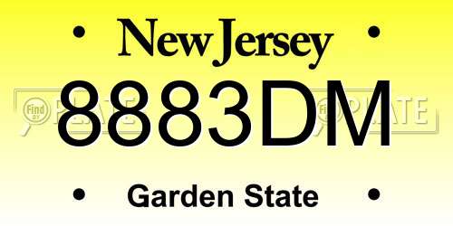 8883DM New Jersey License Plate