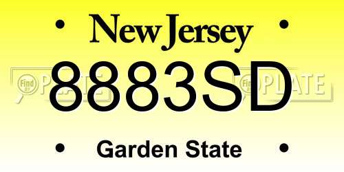 8883SD New Jersey License Plate
