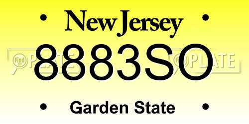 8883SO New Jersey License Plate