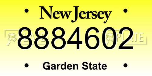 8884602 New Jersey License Plate