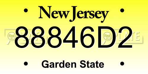 88846D2 New Jersey License Plate