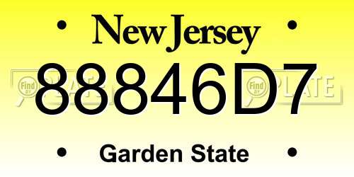 88846D7 New Jersey License Plate