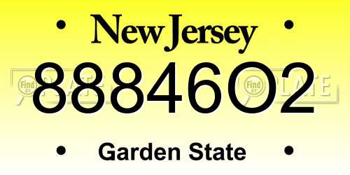 88846O2 New Jersey License Plate