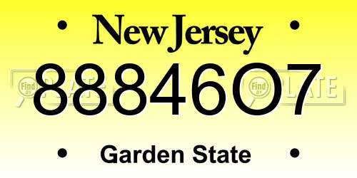 88846O7 New Jersey License Plate