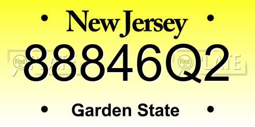 88846Q2 New Jersey License Plate