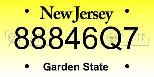 88846Q7 New Jersey License Plate