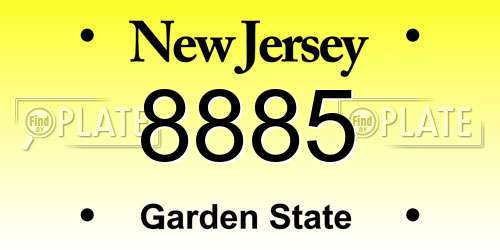 8885 New Jersey License Plate
