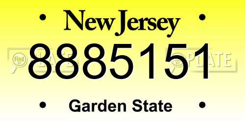 8885151 New Jersey License Plate