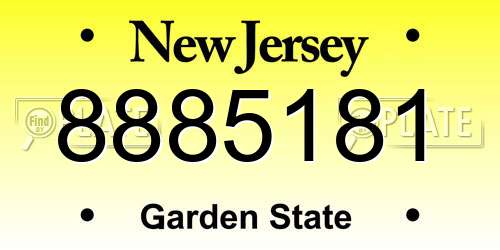 8885181 New Jersey License Plate