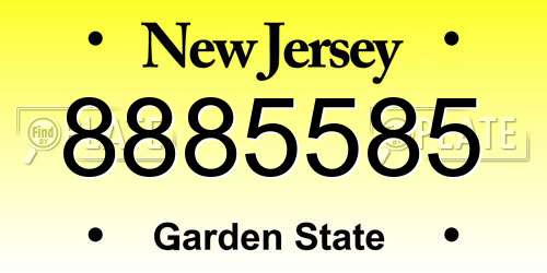 8885585 New Jersey License Plate