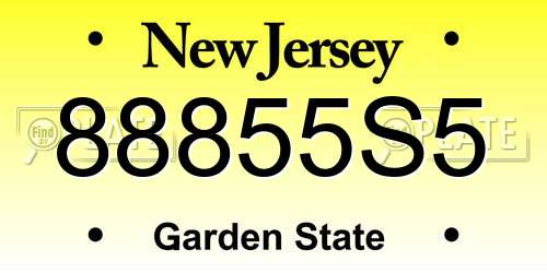 88855S5 New Jersey License Plate
