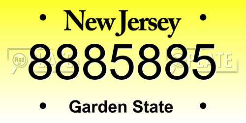 8885885 New Jersey License Plate