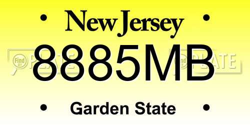 8885MB New Jersey License Plate