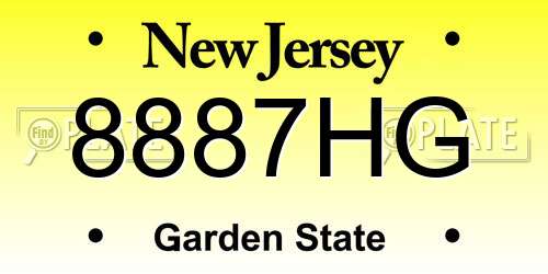 8887HG New Jersey License Plate