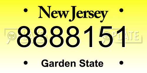 8888151 New Jersey License Plate