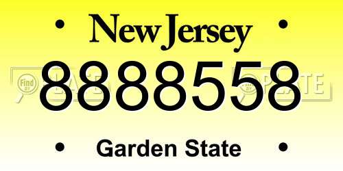 8888558 New Jersey License Plate
