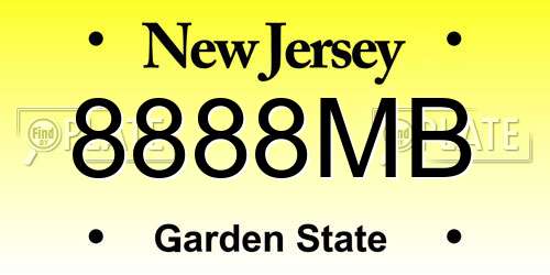 8888MB New Jersey License Plate